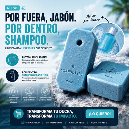 SOAPBOTTLE™ - EL SHAMPPO QUE DEJA HUELLA EN TI, NO EN EL PLANETA